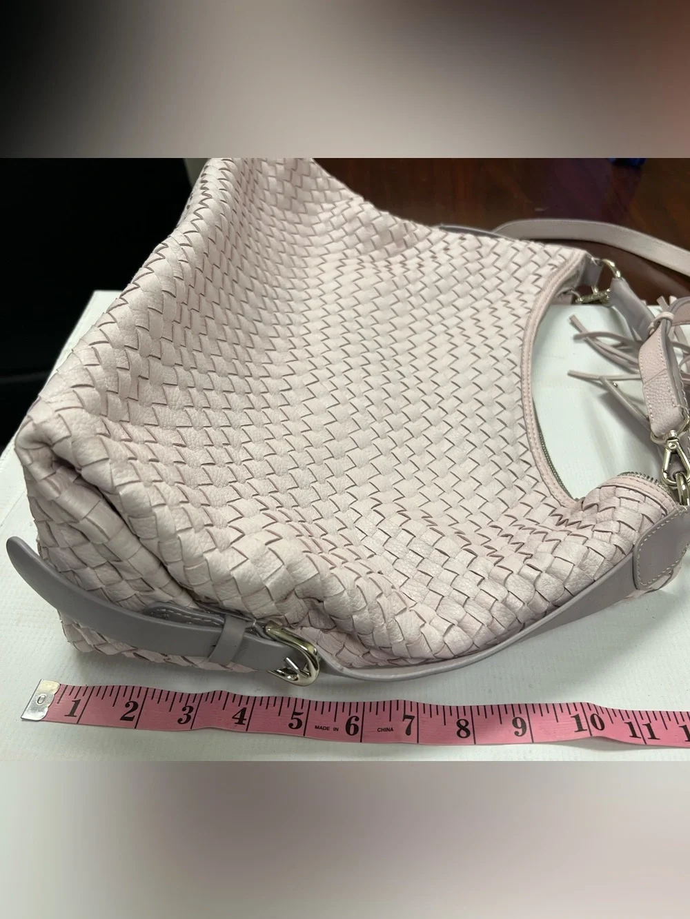 Anthropologie Morgan Woven Hobo Bag in Pale Lavender Braided Boho